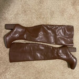 NWT Brown Leather Over the Knee Boots